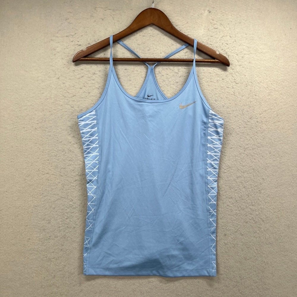 Nike Tank Top Womens Medium Blue Dri-FIT Racerback Athletic Running Gym Active
